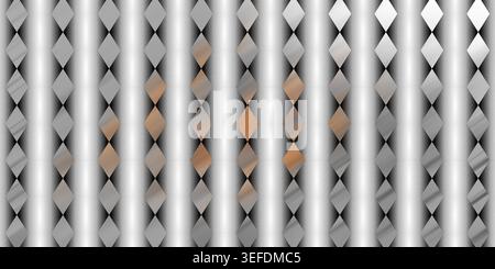 An abstract digital art background featuring a repeating pattern of diamond shapes with a gradient effect, accented by scattered copper highlights. Stock Photo