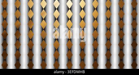 A seamless abstract background featuring a repeating pattern of diamond shapes with a rich, warm golden metallic finish. Stock Photo