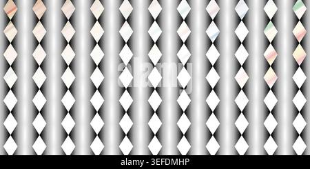 A seamless abstract background featuring a repeating pattern of diamond shapes with subtle iridescent, pearlescent, and metallic color shifts. Stock Photo