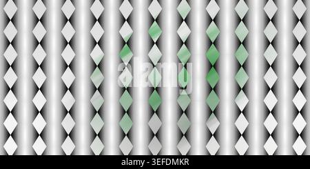 A seamless abstract background featuring vertical columns with a soft gray gradient and a repeating pattern of diamond shapes with subtle green highli Stock Photo