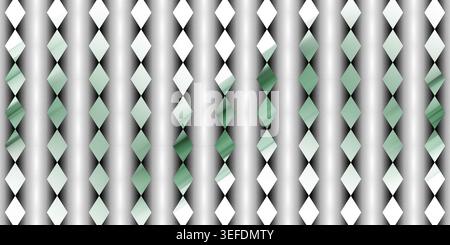 A seamless abstract background featuring vertical columns with a soft gray gradient and a repeating pattern of diamond shapes with subtle green highli Stock Photo