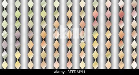 A decorative background featuring vertical grey gradient stripes combined with a colorful, multi-hued grid of diamond shapes. Stock Photo