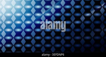 A sleek abstract background with a repeating diamond pattern in deep blue and black tones, highlighted by glowing, luminous oval shapes. Stock Photo