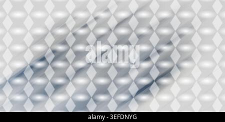 An abstract background composed of a repeating diamond pattern with a metallic texture and soft, flowing grey light streaks across the surface. Stock Photo