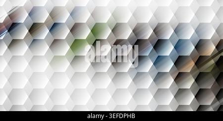 A 3D hexagonal grid pattern with subtle light streaks and shadows, creating a sophisticated and modern abstract background design. Stock Photo