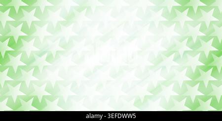 A seamless pattern of white stars arranged in a grid, set against a vibrant green background with soft, radiating light effects. Stock Photo