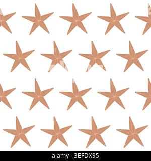vector seamless pattern with sea stars on white background Stock Vector