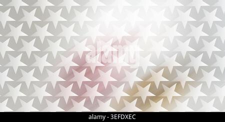 A seamless pattern of white stars arranged in a grid on a soft, multi-colored gradient background featuring muted pink, beige, and grey tones. Stock Photo