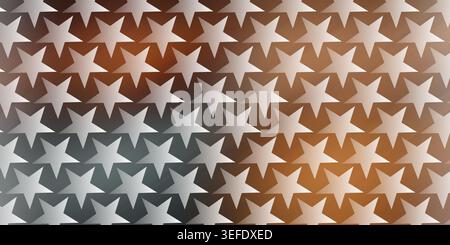A seamless pattern of five-pointed stars arranged in a grid, featuring a smooth gradient transition from dark grey to warm brown tones. Stock Photo