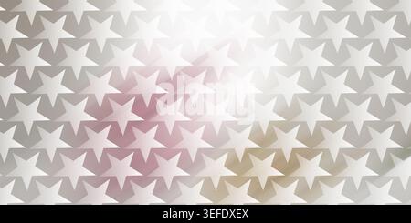 A seamless pattern of white stars arranged in a grid on a soft, multi-colored gradient background featuring muted pink, beige, and grey tones. Stock Photo
