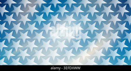 A seamless repeating star pattern set against a soft blue gradient background with subtle light flares. Stock Photo
