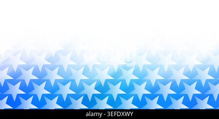 A repeating star pattern background with a vertical gradient transitioning from white at the top to deep blue at the bottom, featuring light effects. Stock Photo