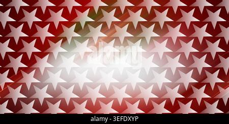 A vibrant red background featuring a seamless pattern of white stars with a soft, glowing light effect emanating from the center. Stock Photo