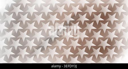 A seamless background pattern consisting of white stars arranged in a grid, set against a warm brown gradient with subtle light streaks. Stock Photo