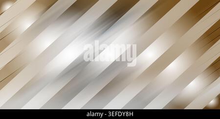 Abstract background featuring diagonal stripes in shades of beige, silver, and white, with soft motion blur and subtle light reflections. Stock Photo