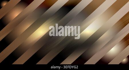 An abstract background featuring diagonal stripes in varying shades of brown and gold, with soft lighting effects and a metallic, textured appearance. Stock Photo