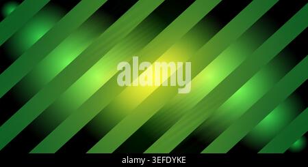 A high-energy abstract background with diagonal stripes in shades of green and yellow, featuring a bright central glow and soft light bokeh effects. Stock Photo