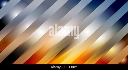A dynamic abstract background with diagonal stripes in a mix of blue, orange, yellow, and brown, featuring soft light highlights and smooth transition Stock Photo
