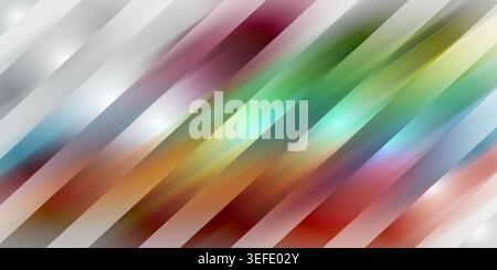 A vibrant abstract background featuring diagonal stripes with a spectrum of colorful light gradients, blending hues of green, blue, red, and yellow. Stock Photo