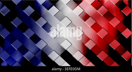 Patriotic abstract background featuring a grid of blue, white, and red diamond shapes over a matching gradient with a 3D effect and depth. Stock Photo
