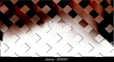 An abstract background featuring a geometric grid pattern of squares, transitioning from dark brown and black to bright white, creating a modern gradi Stock Photo