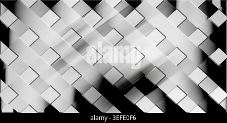 Modern abstract background featuring a grid of grey and white squares with dynamic diagonal motion blur lines and deep shadows for a tech feel. Stock Photo