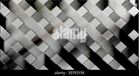 A modern abstract background featuring a repeating pattern of diagonal metallic silver square tiles with a subtle gradient and depth effect. Stock Photo