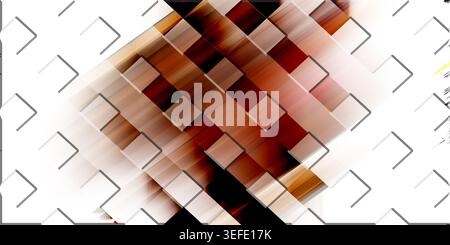 An abstract design with diagonal squares and motion blur in brown, black, and white tones, creating a textured and dynamic geometric pattern. Stock Photo