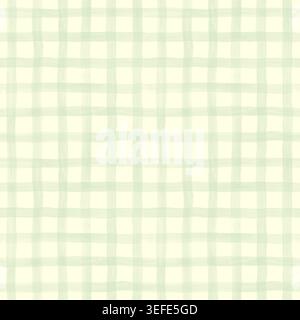 Soft hand painted watercolor plaid seamless pattern in sage green tones. Minimal gingham background for wallpaper, textile, wrapping paper and home de Stock Photo