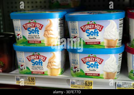 New Turkey Hill Soft Serve Style Ice Cream Container On Shelf At The Grocery Store Stock Photo