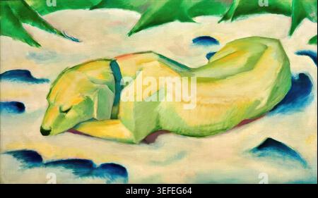 Franz Marc – Lying Dog in the Snow, 1911 Stock Vector