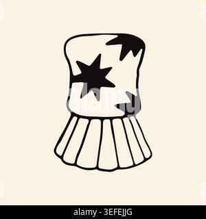 Hand drawn vector illustration of a traditional shaving brush with a star pattern handle. Minimalist grooming accessory icon in a trendy doodle style Stock Vector