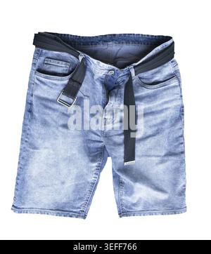An old pair of short jeans isolated on a transparent background Stock Photo