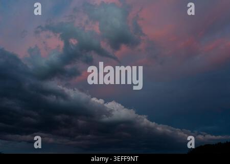 A dramatic stormy sunset sky in Kanagawa, Japan. Stock Photo