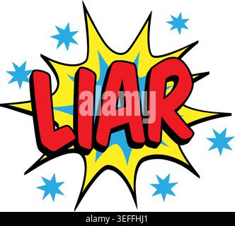 LIAR Comic Book Pop Art Starburst Badge Graphic Stock Vector
