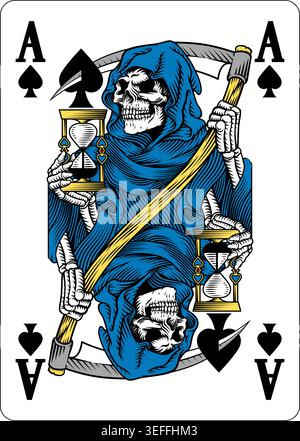 Grim Reaper Ace of Spades Death Playing Card Stock Vector