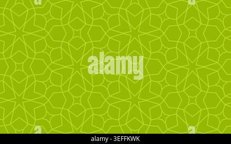 Green islamic geometric seamless pattern, background in duotone pistachio color Stock Vector