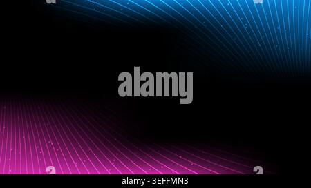 Abstract neon blue and pink technology background with glowing futuristic light rays and digital particles for cyber data concepts Stock Vector