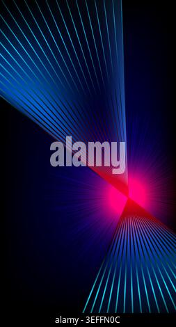 vibrant digital abstract sharp converging blue lines slice dark void meeting at brilliant neon pink focal point of light for futuristic tech banner de Stock Vector