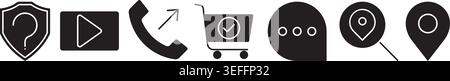 modern red web and mobile app icons collection with communication shopping media and location symbols Stock Vector