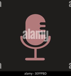 Modern microphone icon vector illustration in clean flat style. Perfect for podcast apps, audio recording, broadcasting, music interfaces. Stock Vector