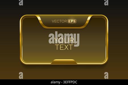 Luxurious golden text box template on a dark background for elegant messaging. Vector illustration. Stock Vector