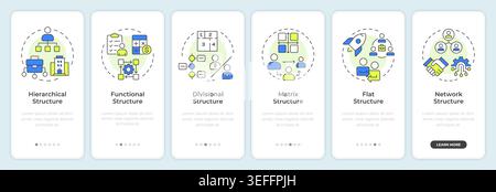 Business structure models onboarding mobile app screen Stock Vector