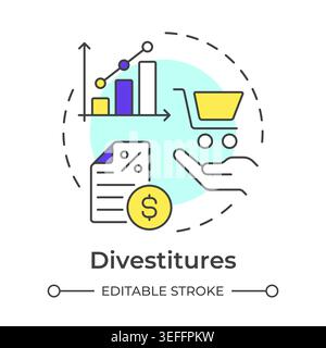 Divestitures multi color concept icon Stock Vector