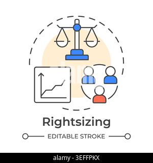Rightsizing multi color concept icon Stock Vector
