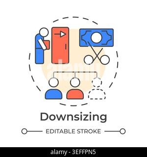 Downsizing multi color concept icon Stock Vector