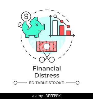 Financial distress multi color concept icon Stock Vector