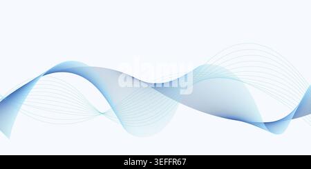 Blue Flowing Abstract Wave Background for Corporate Technology Presentation Design Stock Vector