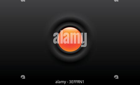 A sleek orange sphere set in a recessed circular black background with soft 3D shadows and modern UI style Stock Vector
