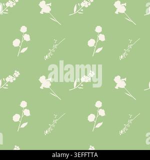 Seamless Floral Silhouette Pattern Stock Vector
